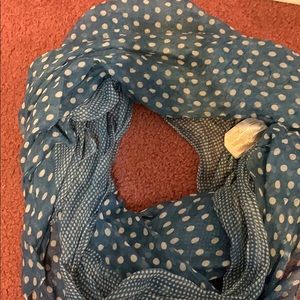 Blue and white patterned scarf